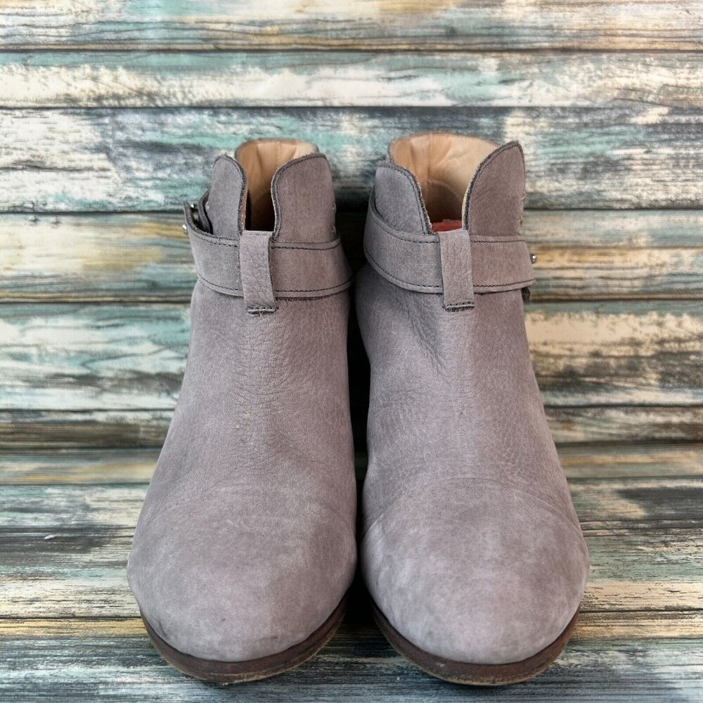 Rag & Bone Harrow Womens Sz 7 Ankle Bootie Gray Leather Block High Heel Slip On - Picture 1 of 11